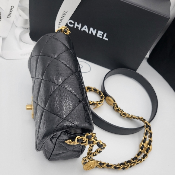 Brand new authentic 22A Chanel twist your button caviar mini flap bag - Picture 7 of 16